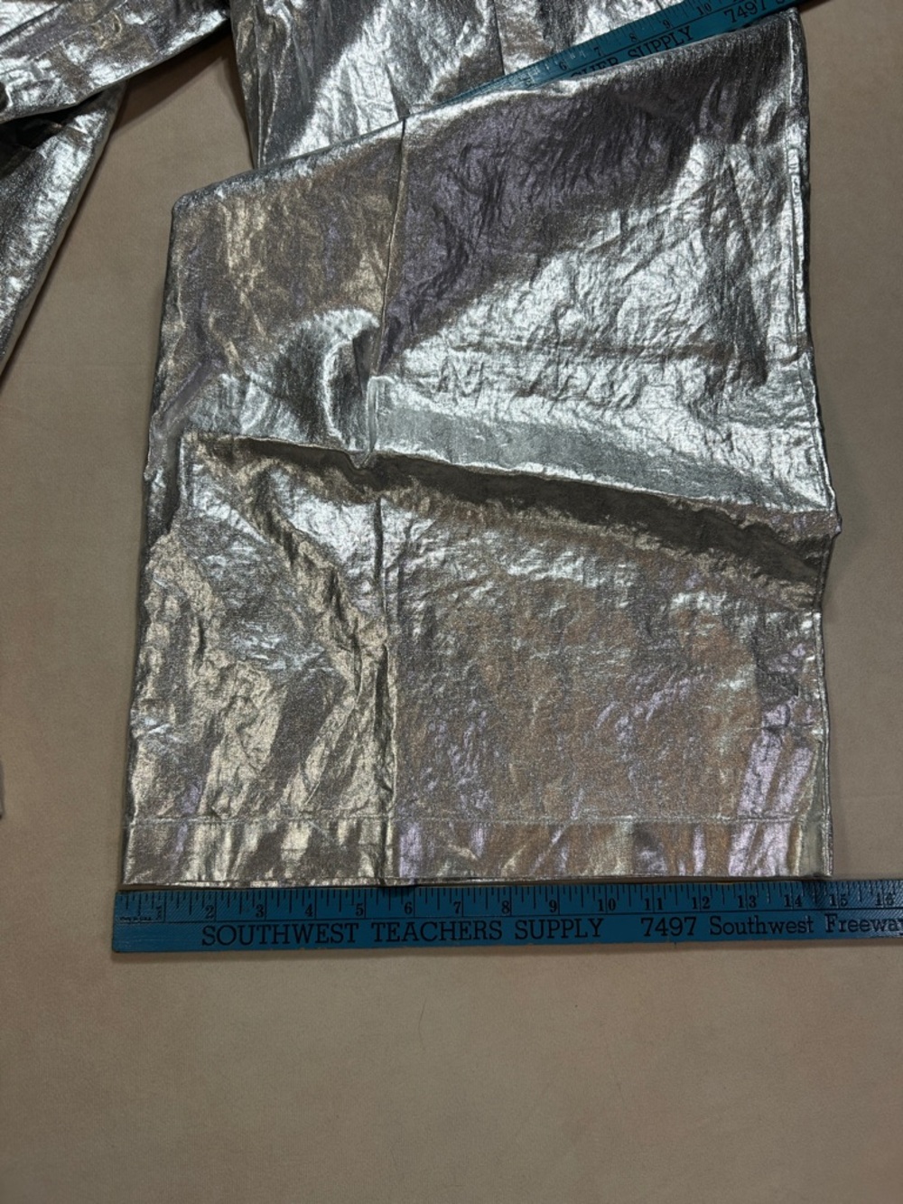 LANHTROPY CULOTTE METALLIC LINEN PANTS SILVER - Picture 10 of 11